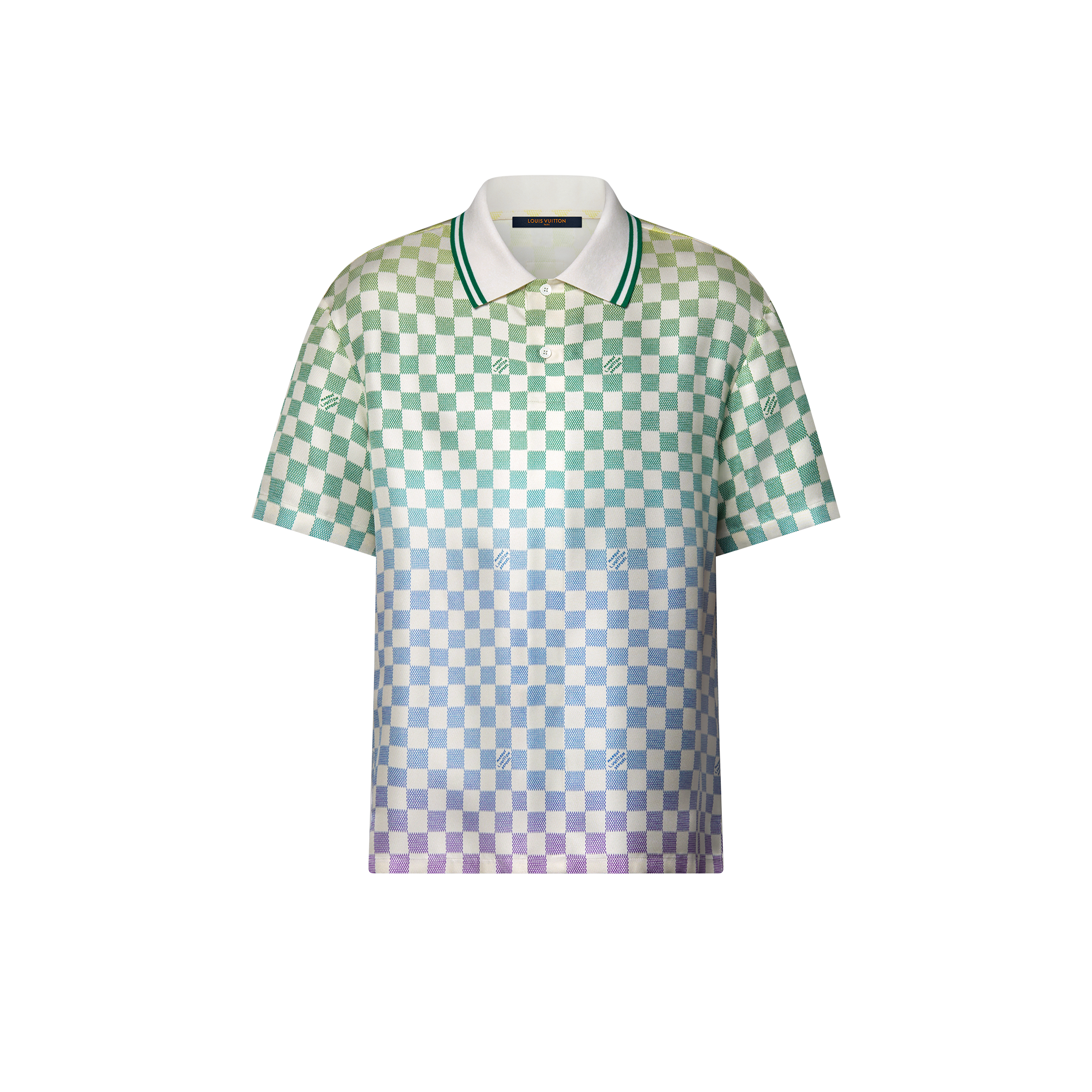 Damier Gradient Printed Silk Polo Shirt - Ready-to-Wear